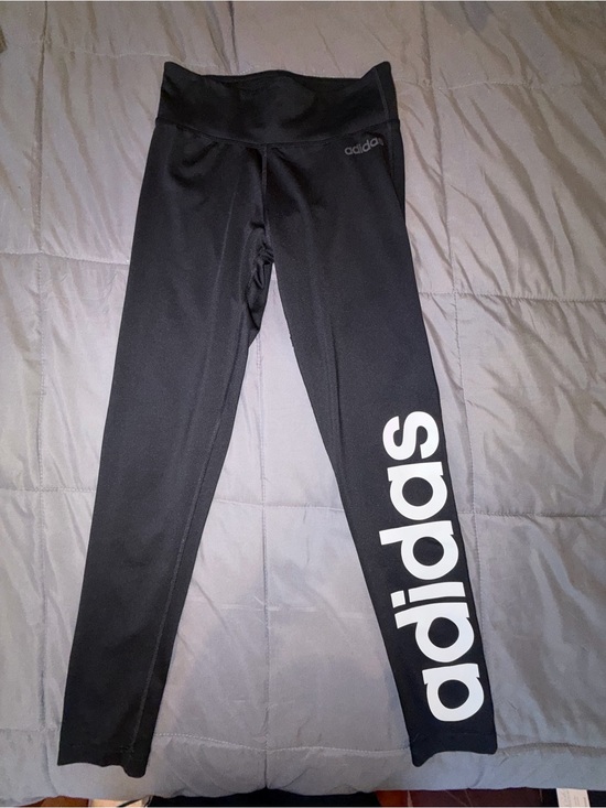 adidas Pants - Adidas Climalite Linear Logo Spell Out Leggings Black Women's S